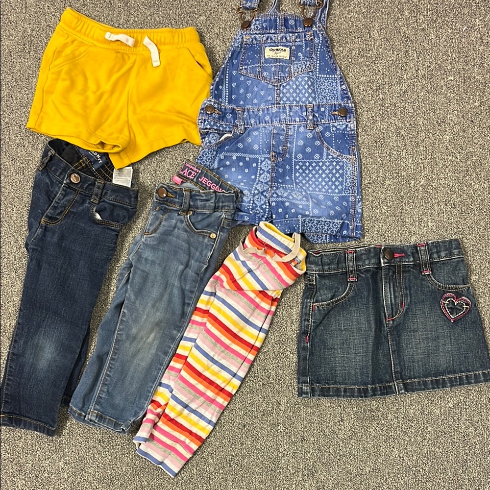 Kids Clothing “bottoms” Bundle with Denim and Yellow Shorts 18-24m/2T